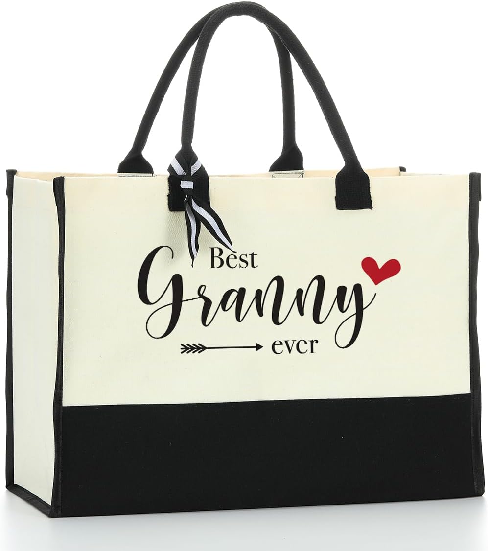 Noun – Bolsa de playa personalizada para mujer, bolsa de lona impermeable, regalos inspiradores para niñera, abuela