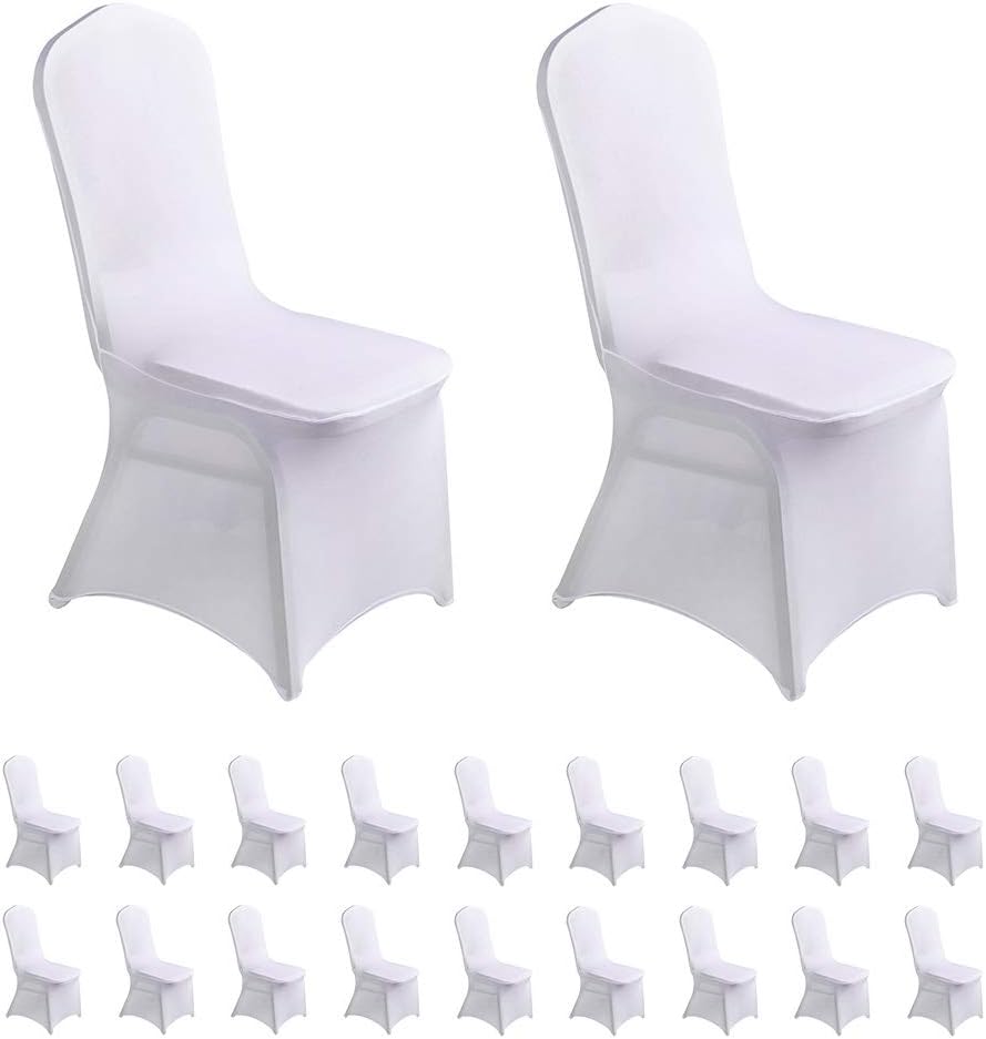 LZY 20 fundas elásticas de elastano para sillas de bodas, fiestas, banquetes de comedor y decoración de sillas (blanco, 20)