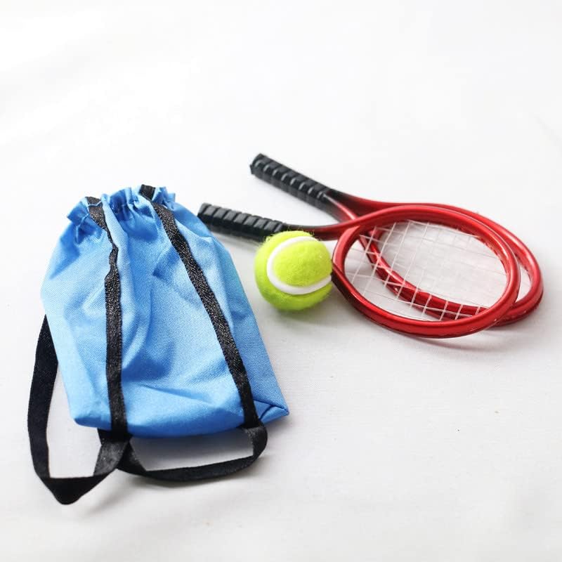 Accesorios de decoración de casa de muñecas, simulación de casa de muñecas 112, juego de 4 piezas de mini tenis con bolsa
