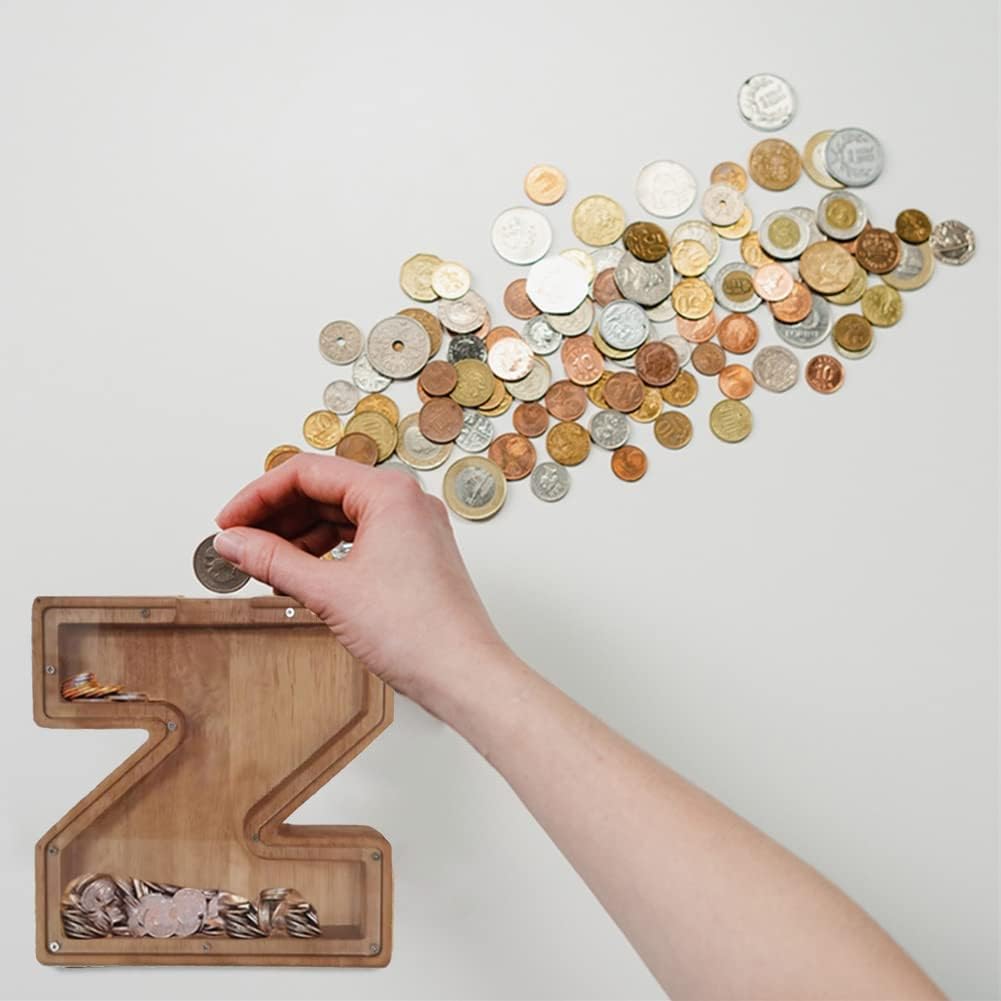 Banco de dinero de madera, letras personalizadas, texto y texto grabado, caja de dinero de madera, regalo para niños, regalo de Navidad, cumpleaños,