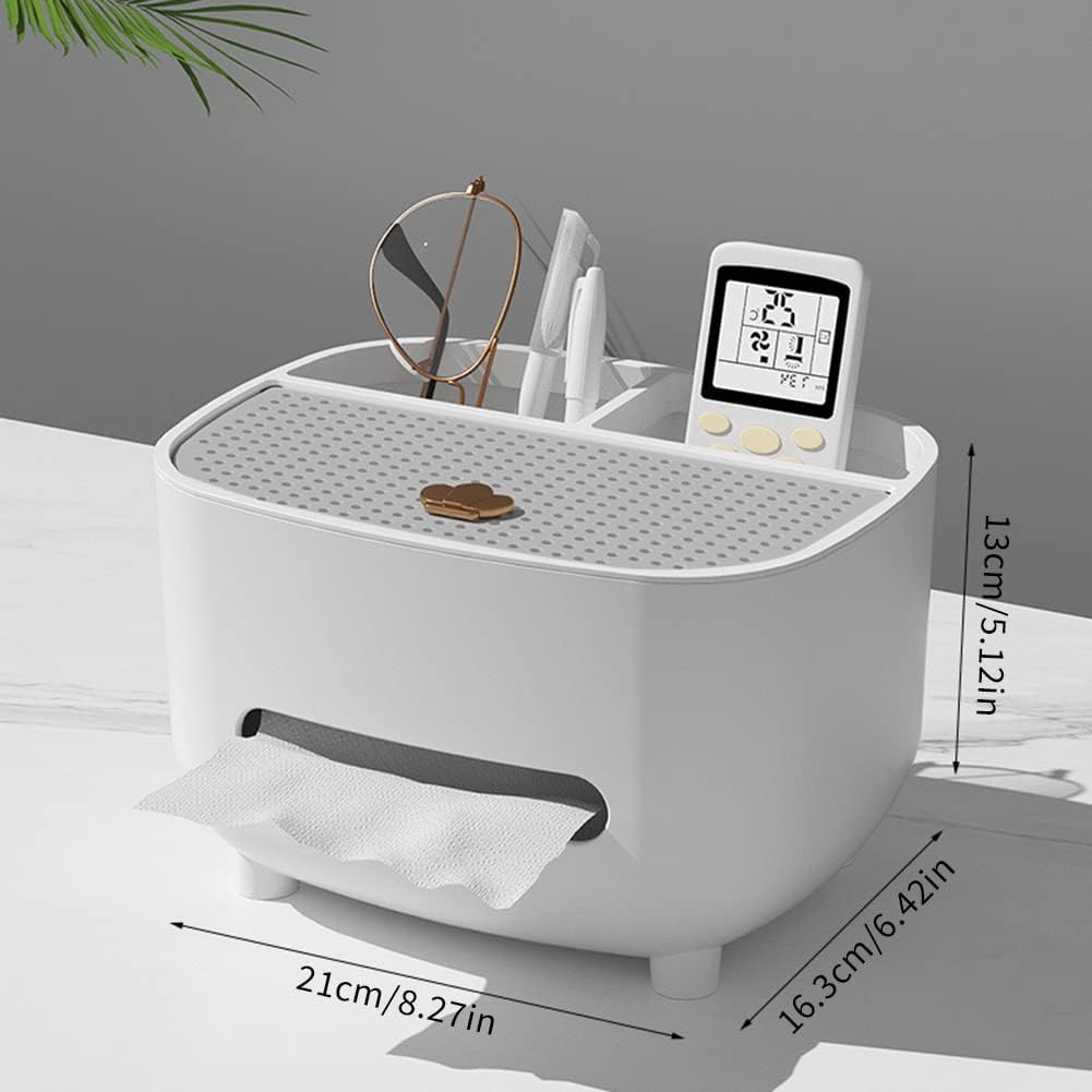 Ochine Caja de pañuelos con almacenamiento, funda para caja de pañuelos multifuncional, caja de control remoto, dispensador de pañuelos faciales,