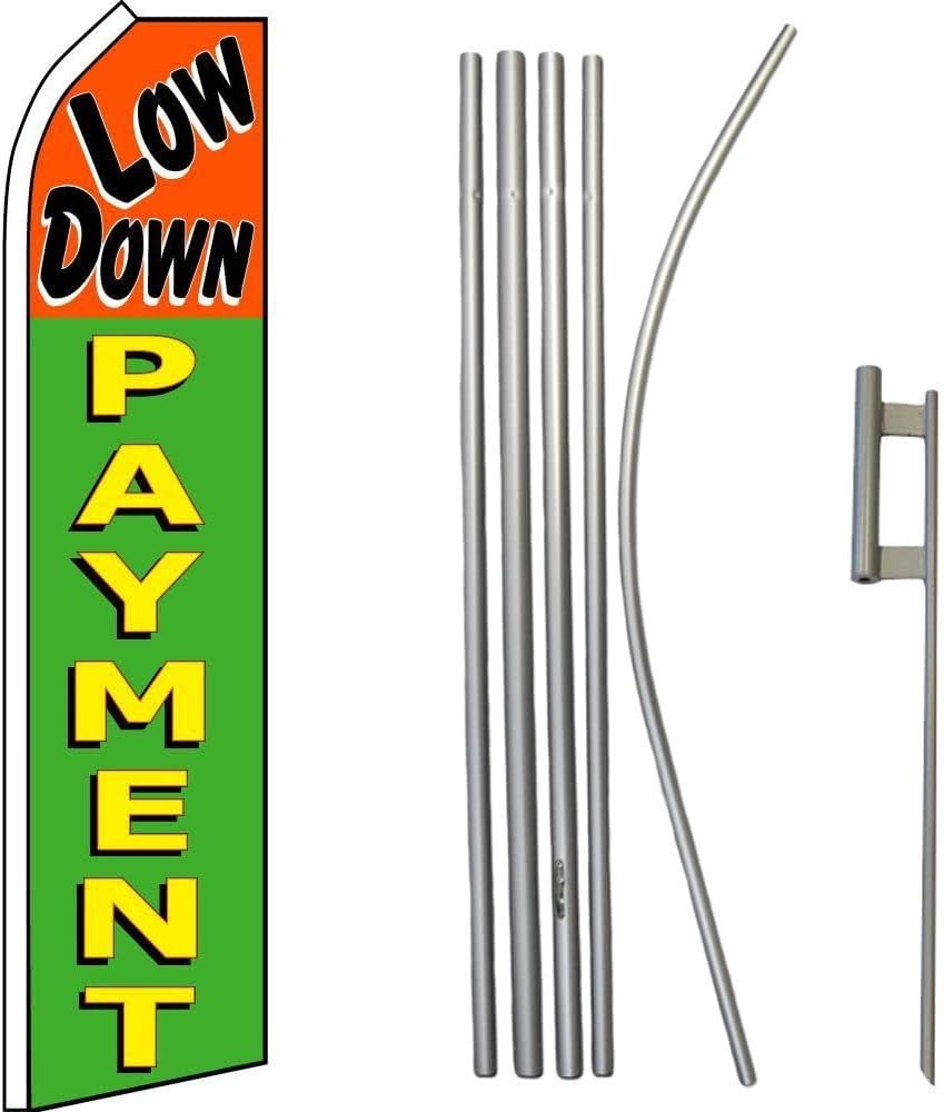 Premium Low Down Payment OrangeSwooper Flag & 16ft Flagpole KitGround