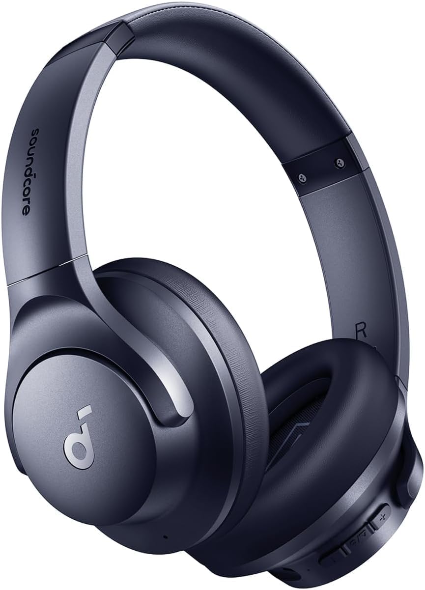 soundcore by Anker Q20i Auriculares híbridos con cancelación activa de ruido, Bluetooth inalámbrico sobre la oreja, tiempo de reproducción ANC de 40