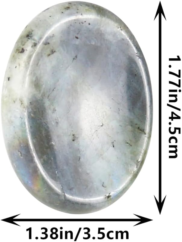Piedra de preocupación del pulgar para cristal de labradorita, piedras curativas de cristales de chakra, piedra ovalada de preocupación, cristal de