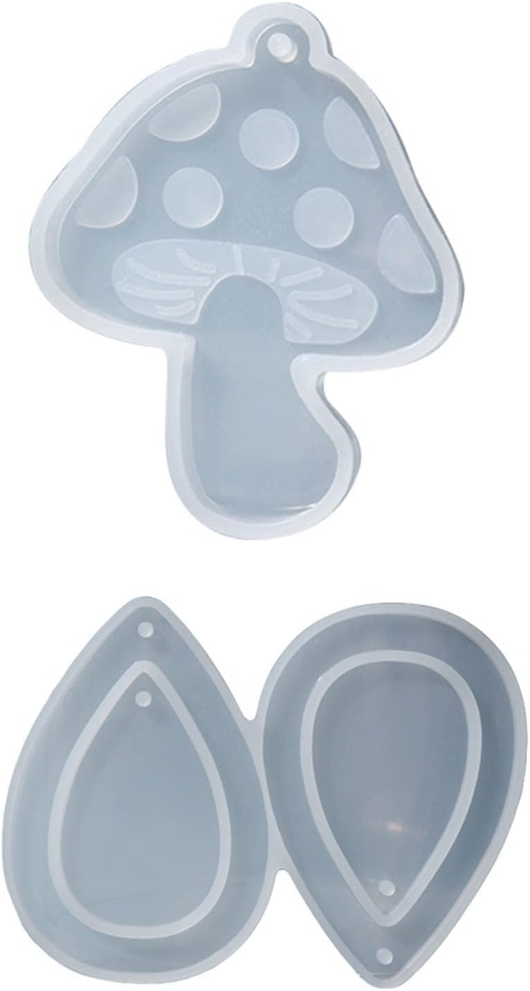 Molde de resina pesimista para aretes de silicona con forma de gota de agua y hongo con agujero para colgar, bolsa de joyería, fabricación de