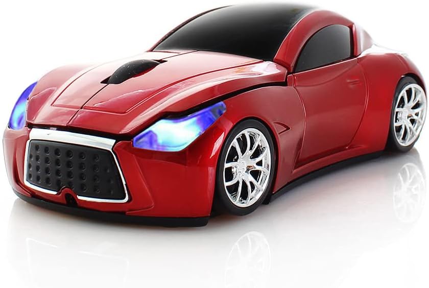 Ratón inalámbrico de coche deportivo de escritorio Ordenador portátil Ratón óptico Ratones AAA Batería Nano USB 2.4GHz Gaming Mouse (rojo)