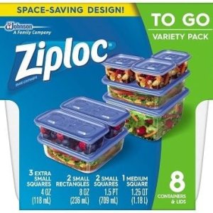 Ziploc Paquete variado para llevar contenedores de 8 unidades Ziploc Paquete variado para llevar contenedores de 8 unidades