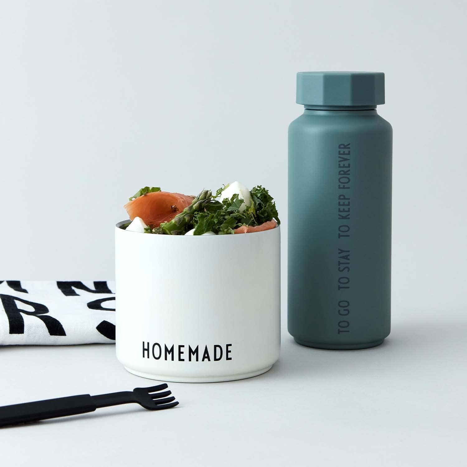 Design Letters Recipiente de comida aislado con cuchara y tenedor  Termo para comida caliente tapa sin fugas  Tarro de alimentos aislado de boca