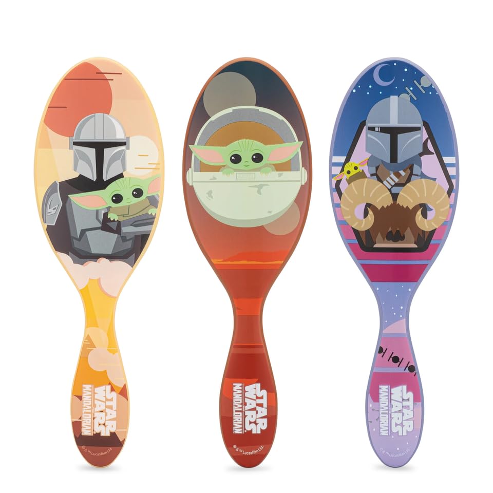Wet Brush The Mandalorian Original Detangler paquete de 3  todo tipo de cabello  ultra suave  Peine para niños, hombres, mujeres, niños y niñas