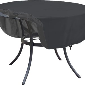 Funda de mesa redonda impermeable 600D adecuada para mesa redonda de patio, cubierta antidecoloración para muebles de exterior mesa redonda (redonda Funda de mesa redonda impermeable 600D adecuada para mesa redonda de patio, cubierta antidecoloración para muebles de exterior mesa redonda (redonda