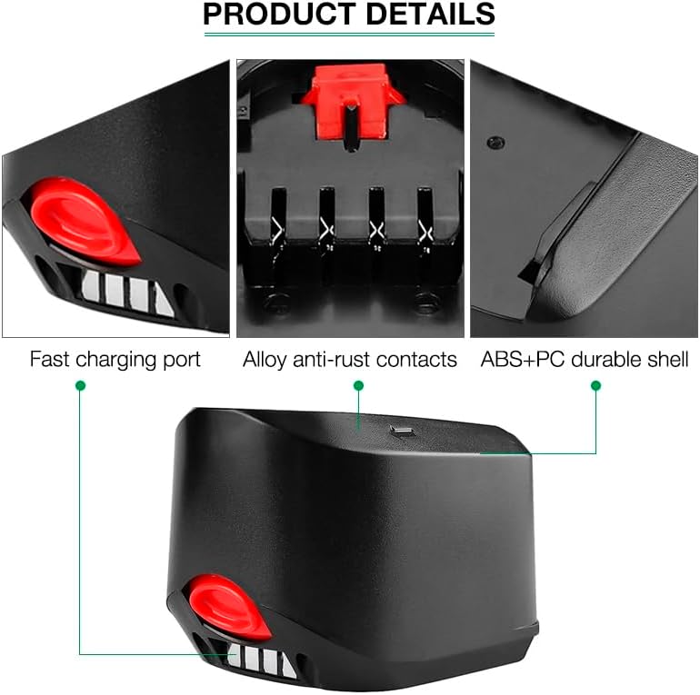 WTYXIYUN 4000MAH para herramientas eléctricas Bosch 18V tipo C AHS48LI, PSB 18 LI-2, PST 18 LI, PSR18LI-2 compatible con cargador AL1810CV, AL1830CV