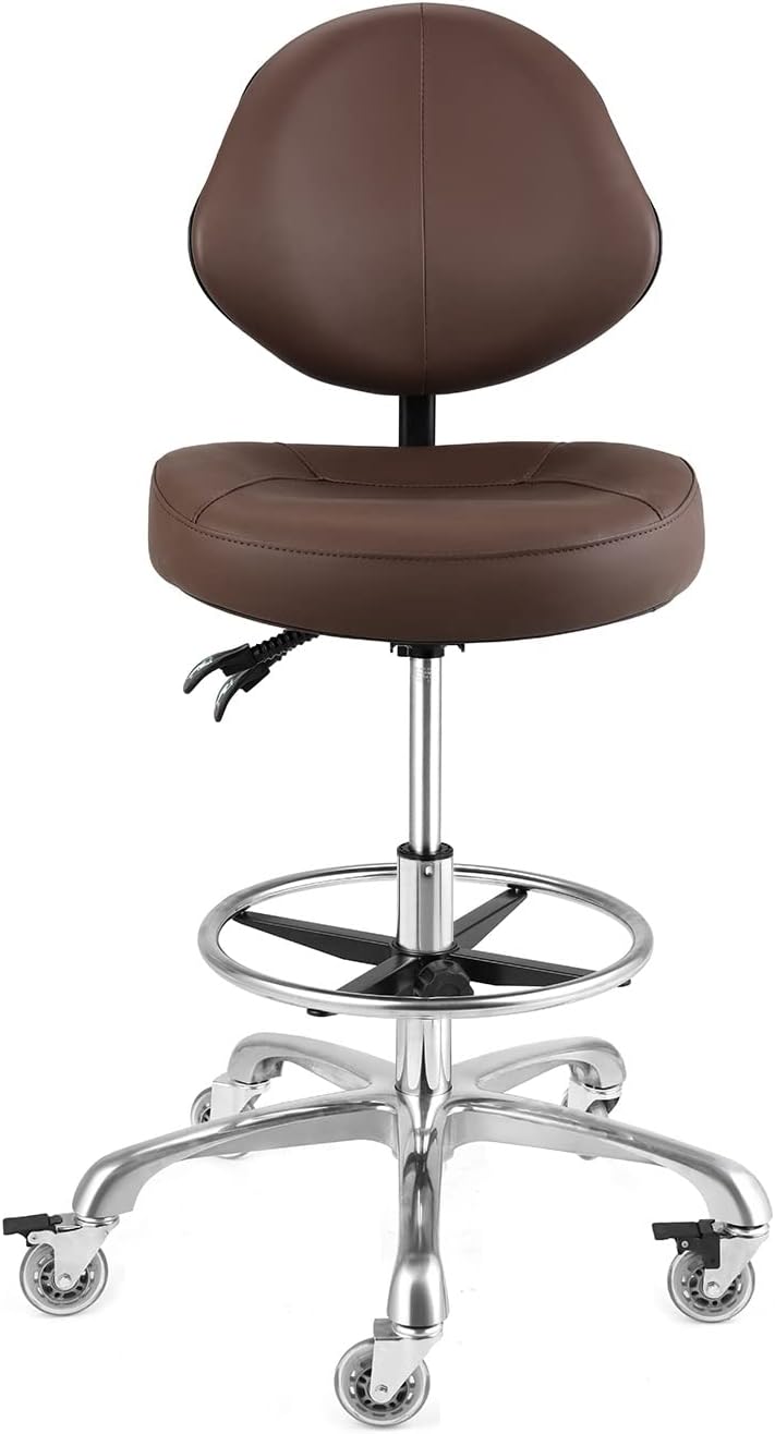 Silla ergonómica de dibujo con respaldo, silla de oficina alta para escritorio de pie, anillo ajustable para el pie, taburetes giratorios para