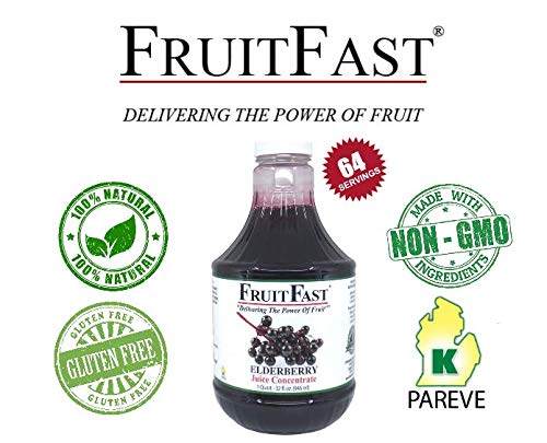 FruitFast – Concentrado de jugo de saúco puro sin azúcar (32 onzas líquidas) por FruitFast – Brownwood Acres  Sin OMG, sin gluten y sin BPA,