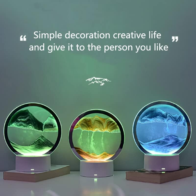 TEDATATA Lámpara de mesa creativa de pintura de arena, Luz de pintura de arena movediza de lujo, Decoración de atmósfera pequeña luz de noche,