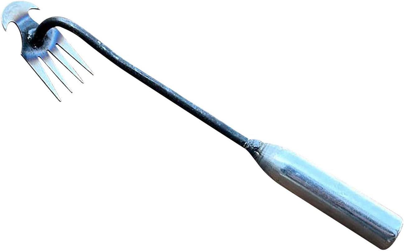 Herramienta de deshierbe de artefacto de desarraigo, extractor de malezas forjado multifuncional de acero inoxidable, 4 dientes de doble propósito