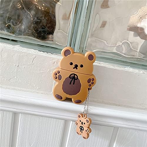 Funda de silicona ultra gruesa y suave con llavero para Apple AirPod 3D de dibujos animados de animales lindos kawaii adorables para niños, niñas,