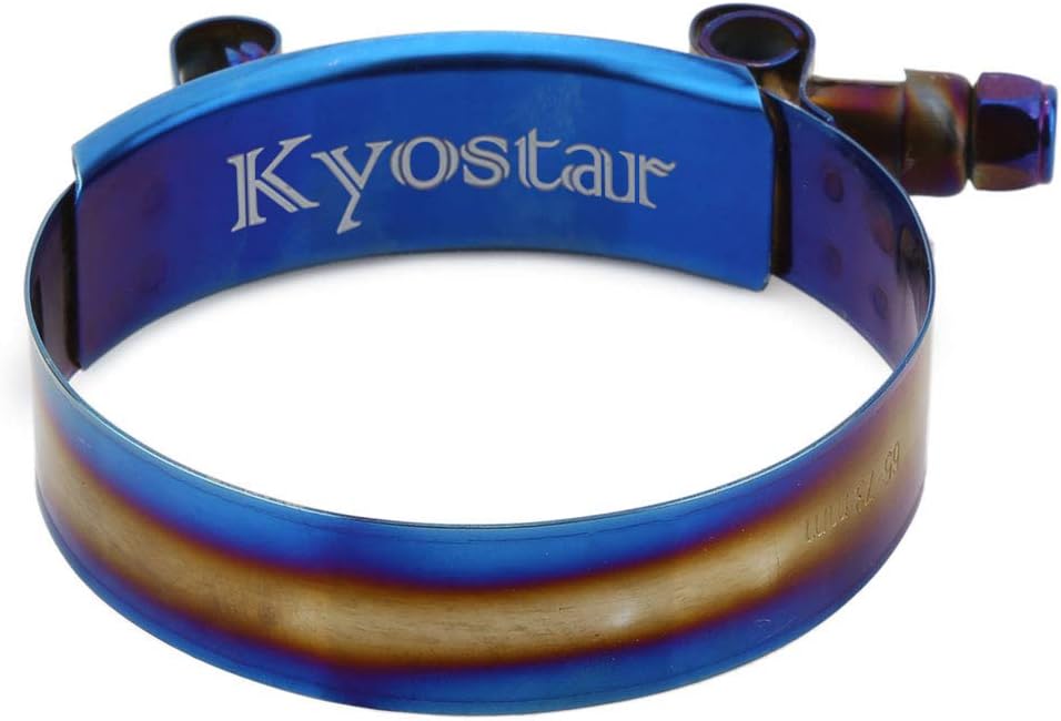 Kyostar Abrazadera de manguera con perno en T de 2.5 pulgadas, ajustable, acero inoxidable, color azul titanio, diámetro de abrazadera para 2.5