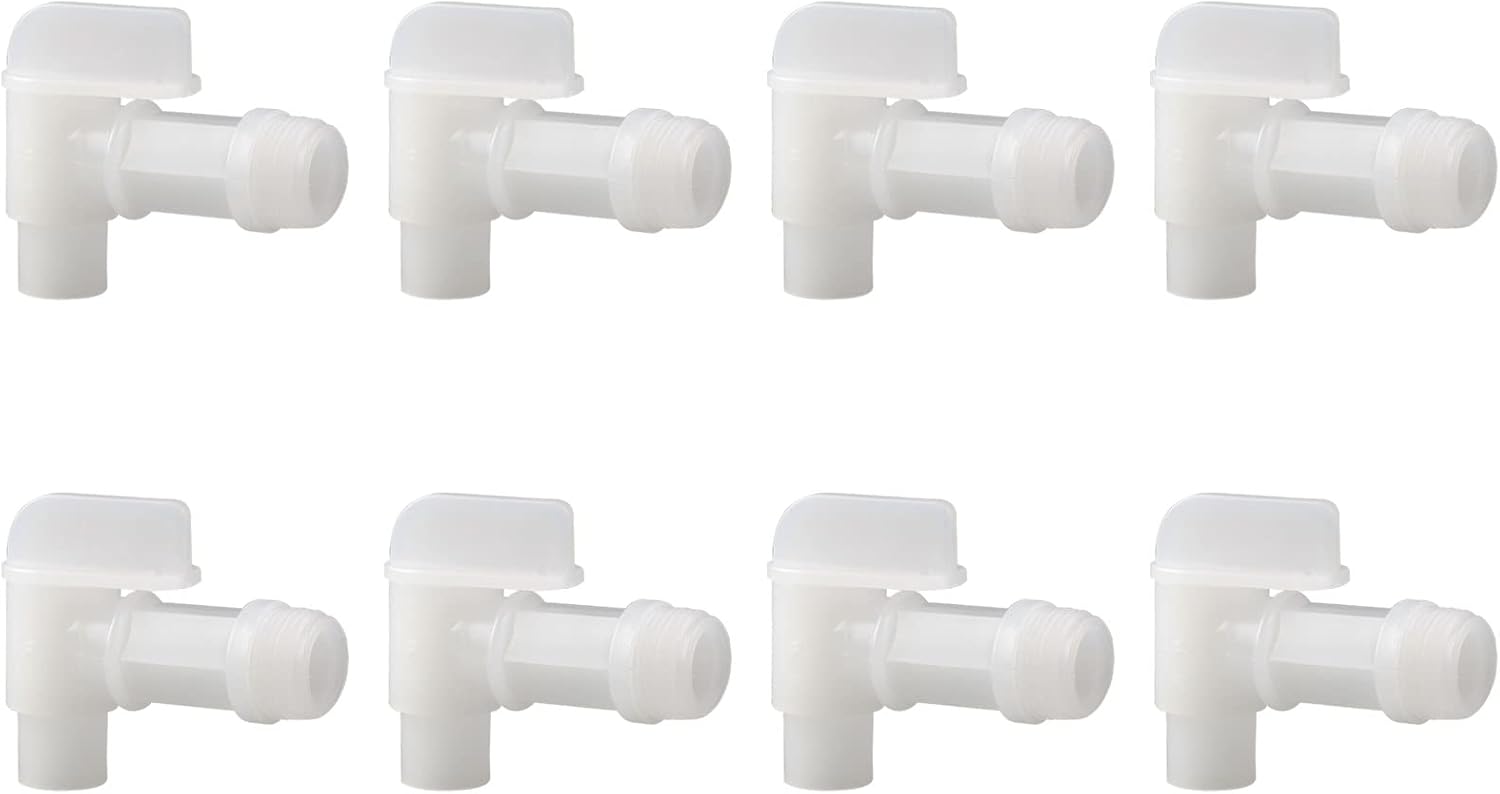 8 grifos de barril macho de 34 pulgadas para jarras de agua de 5 galones, grifo de tambor de plástico, grifo de agua de repuesto (blanco)