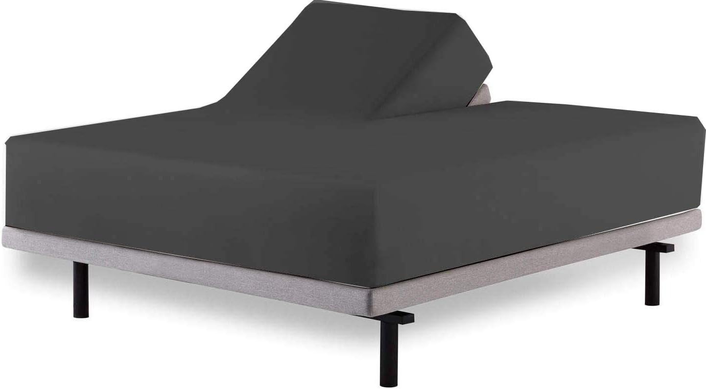 Sábanas para cama con número de sueño, tamaño King dividido, sábanas King divididas para cama de números de sueño, 100% algodón egipcio, gris oscuro