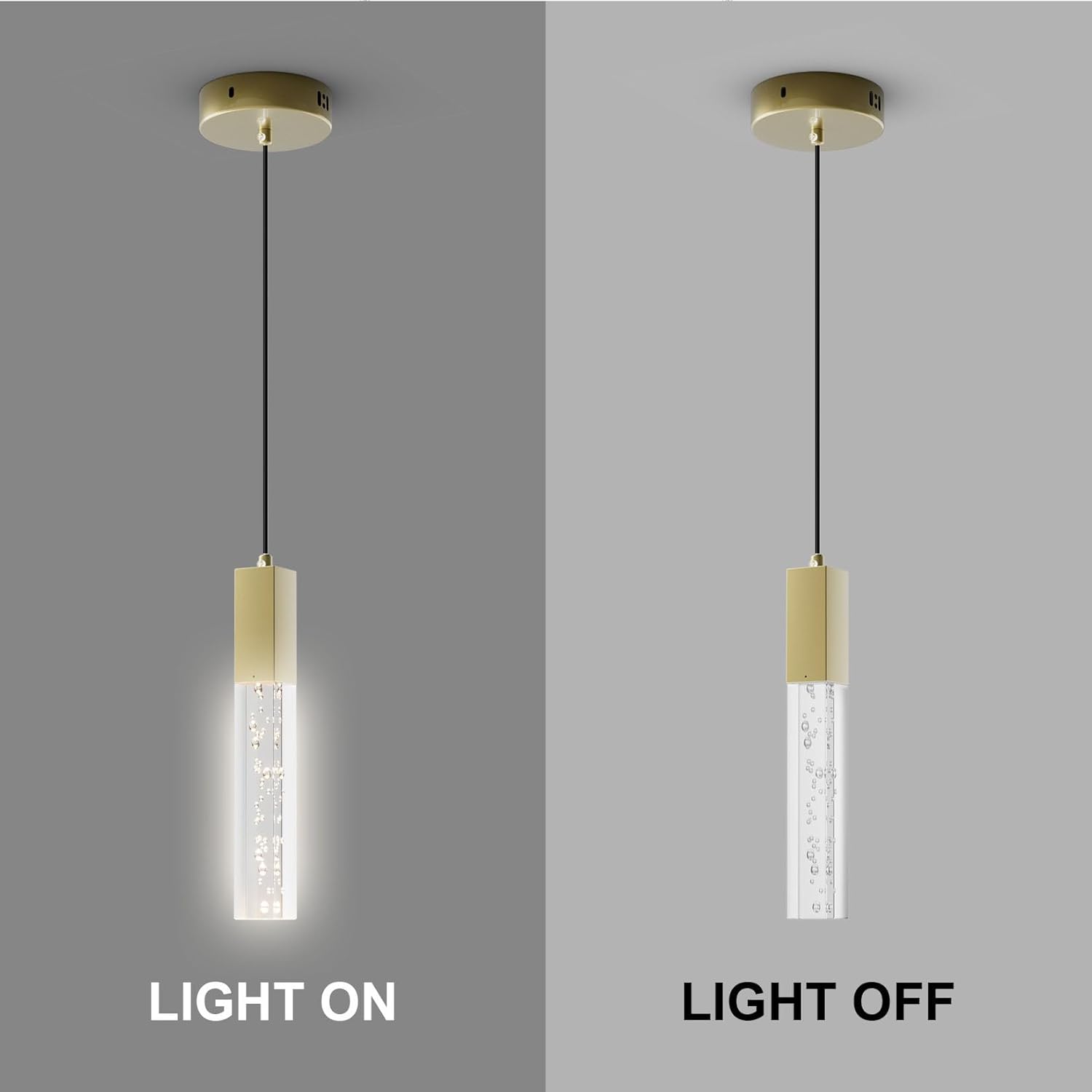 Lámpara colgante de latón, lámpara colgante LED integrada regulable moderna para isla de cocina, mini lámpara colgante de cristal para baño