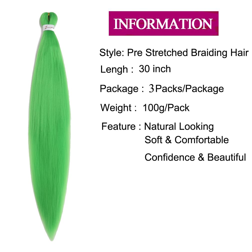 Extensiones de cabello trenzado preestiradas de 30 pulgadas, paquete de 3 paquetes de trenzas de ganchillo profesionales largas, cabello sintético