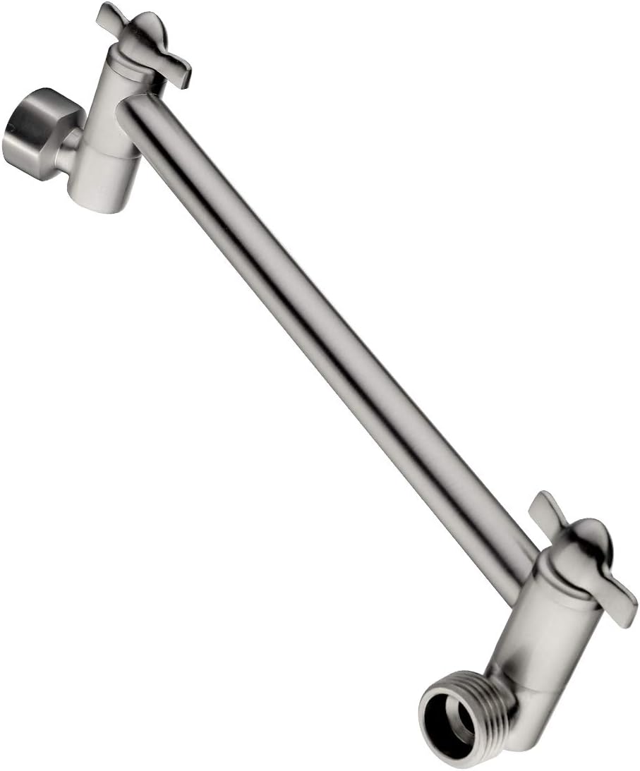 BRIGHT SHOWERS Brazo de extensión de cabezal de ducha de latón para lluvia y cabezal de ducha de mano, extensor universal de brazo de ducha de 10