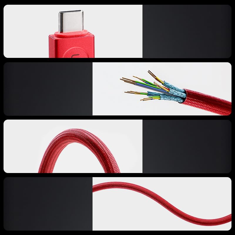 Cable USB-C a USB-C de 240 W de carga rápida, compatible con monitor Thunderbolt 3USB4PD8K, cable trenzado de 4.9 pies con indicador LED
