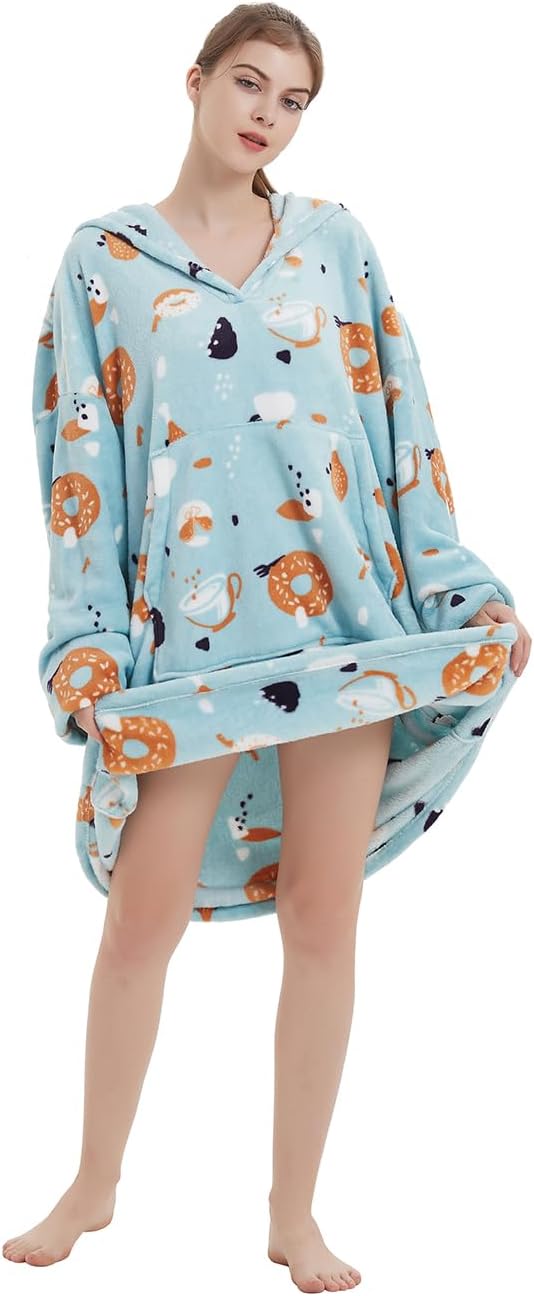ABENCA Manta con capucha para adultos, sudadera de gran tamaño de franela ligera, de sherpa, cálida y acogedora, talla única, ALIMENTO