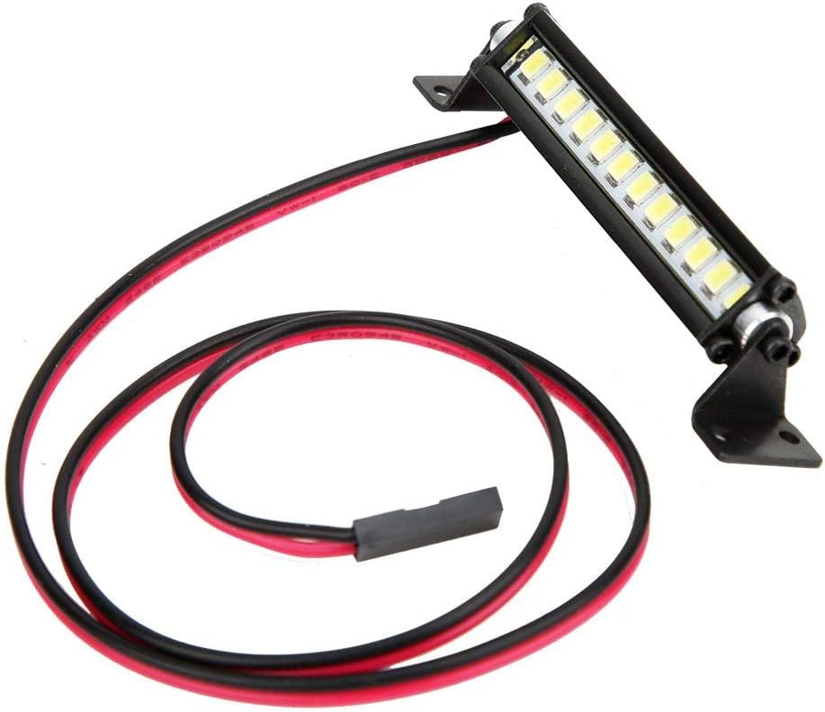 Dilwe Luces de techo LED de luz de coche RC, mini 12 LED barra de luz lámpara de techo apto para TRX-4 Scx10 110 4WD Crawler (negro)