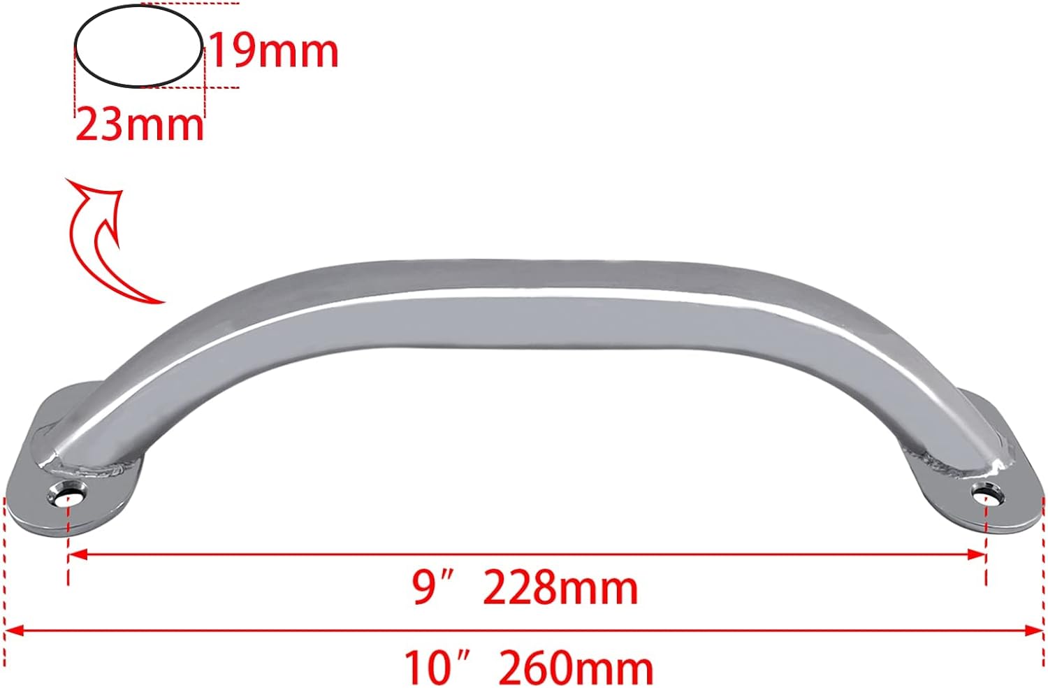 Sure Marine – 2 barandillas marinas de acero inoxidable 316 de 9 pulgadas para barco