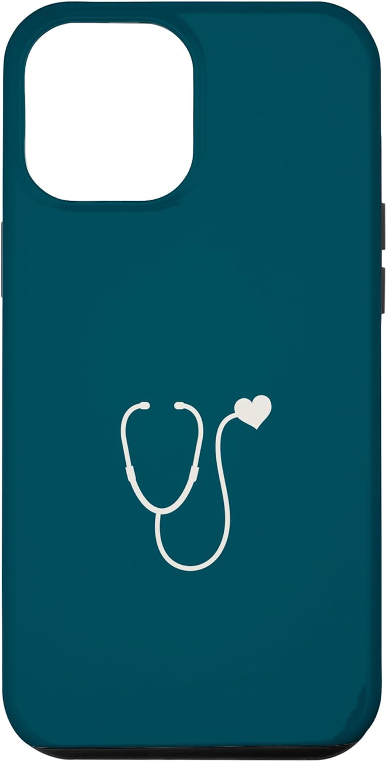 iPhone 12 Pro Max Dark Peacock Blue – Estuche para estetoscopio de corazón para enfermera o médico