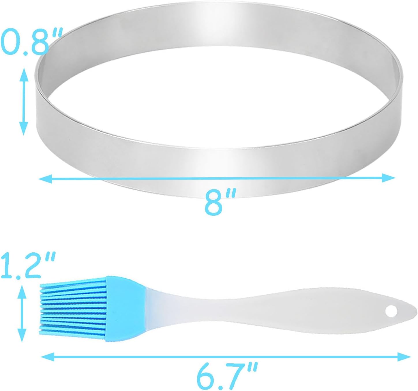 2 piezas de 8 pulgadas para panqueques, anillo de tortilla, molde de anillo de huevo para asar huevos grandes de acero inoxidable para panqueques de