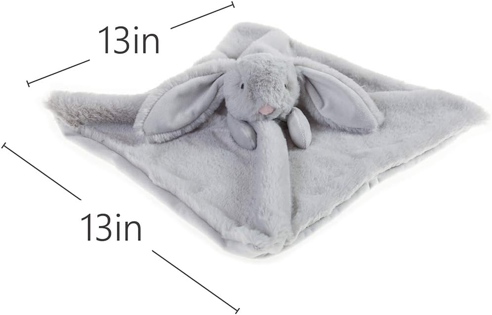 Apricot Lamb Manta de seguridad de animales de peluche, conejito gris, manta de seguridad para guardería, manta de lujo para acurrucarse de felpa
