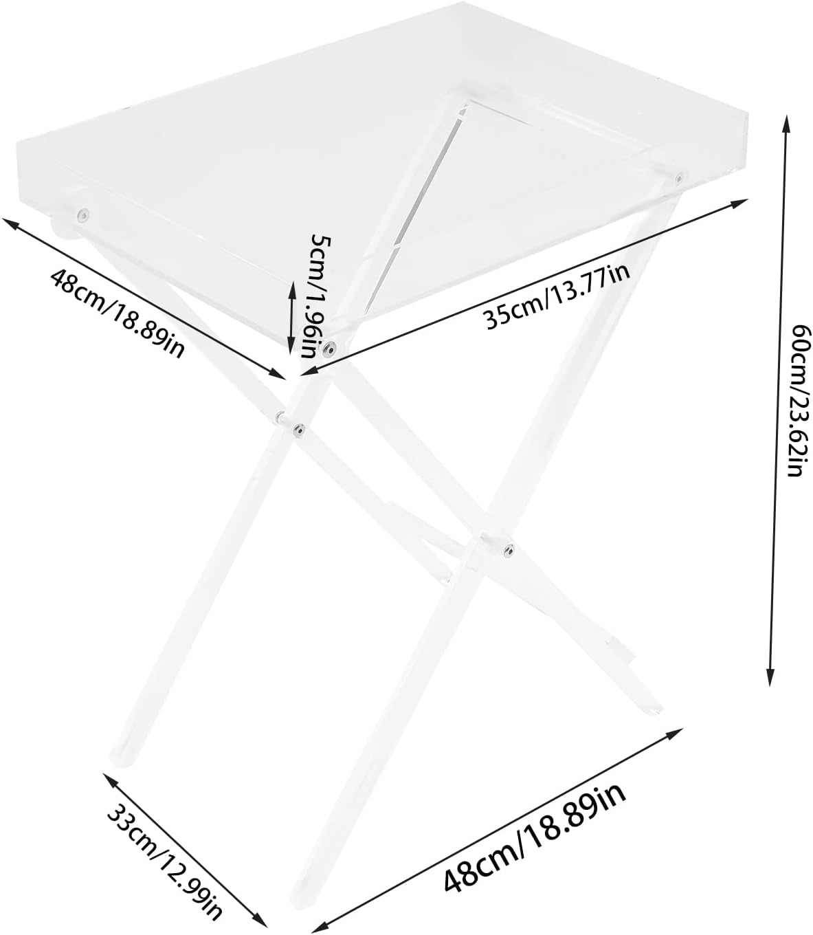 Mesa plegable de acrílico, mesa auxiliar de acrílico transparente, mesita de noche, mesita de noche para dormitorios, sala de estar, cocina, bar,