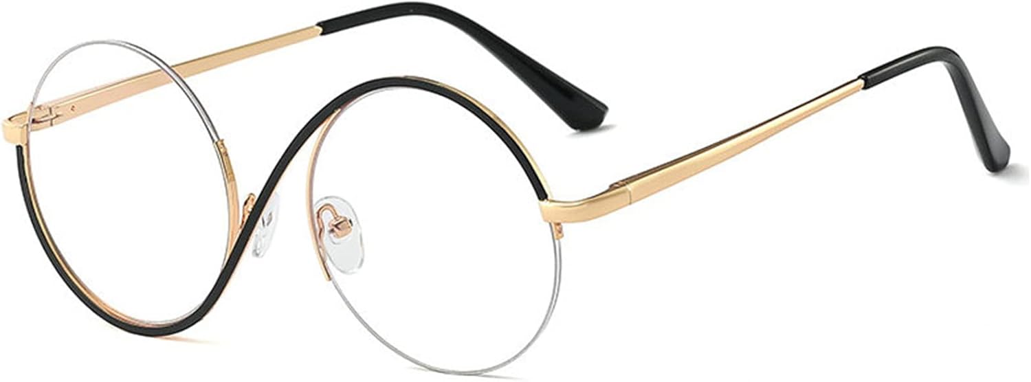 Gafas de bloqueo de luz azul redondas únicas para mujeres y hombres, gafas retro con marco de metal para computadora, antifatiga ocular