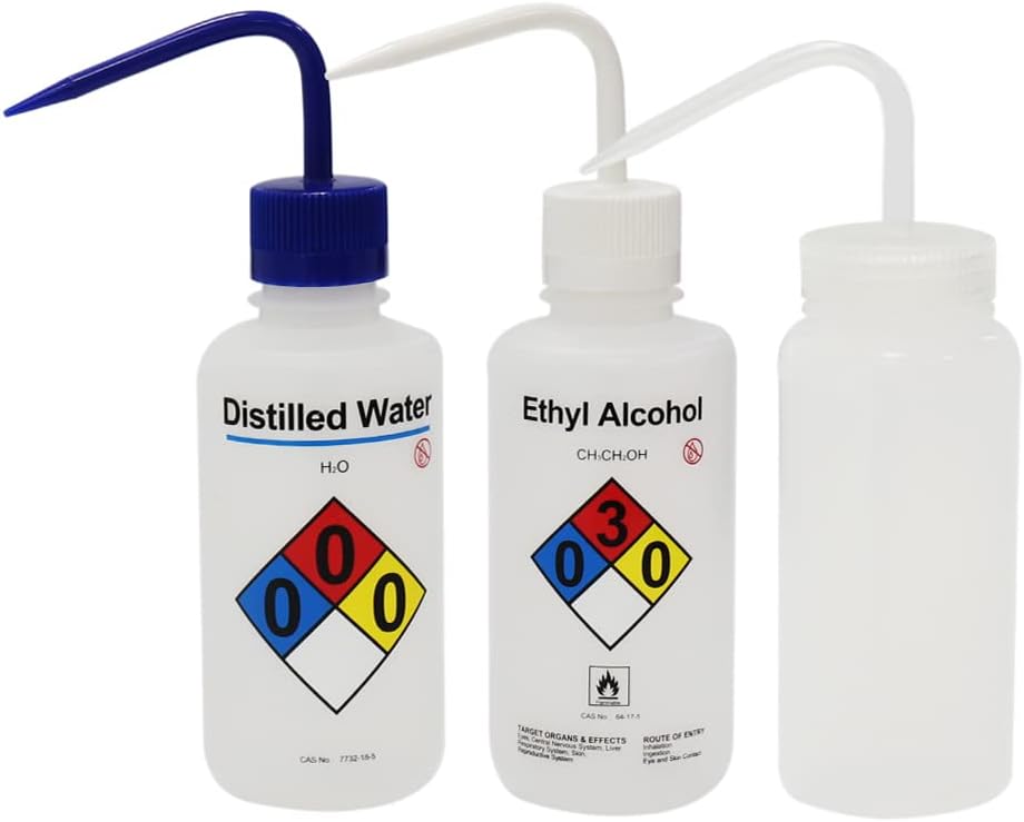 ULAB Juego de botellas de lavado científico, 1 de cada una para botellas de lavado de seguridad con ventilación automática de agua destilada y