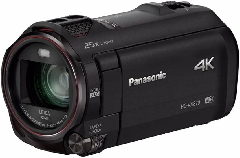 Panasonic Videocámara HC-VX870 4K Ultra HD con zoom avanzado y grabación de alta resolución, tamaño compacto y calidad de video superior con