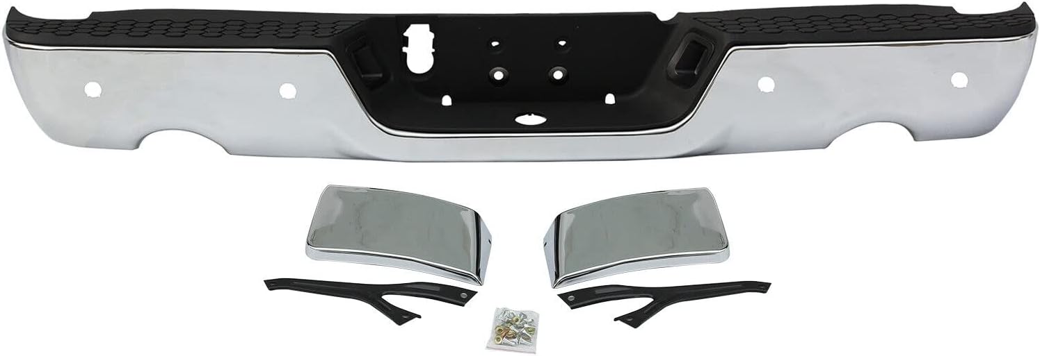 Parachoques trasero cromado de acero para Dodge Ram 1500 2009-2018, Ram 2500 3500 2010-2012, modelos con doble escape y asistencia de estacionamiento