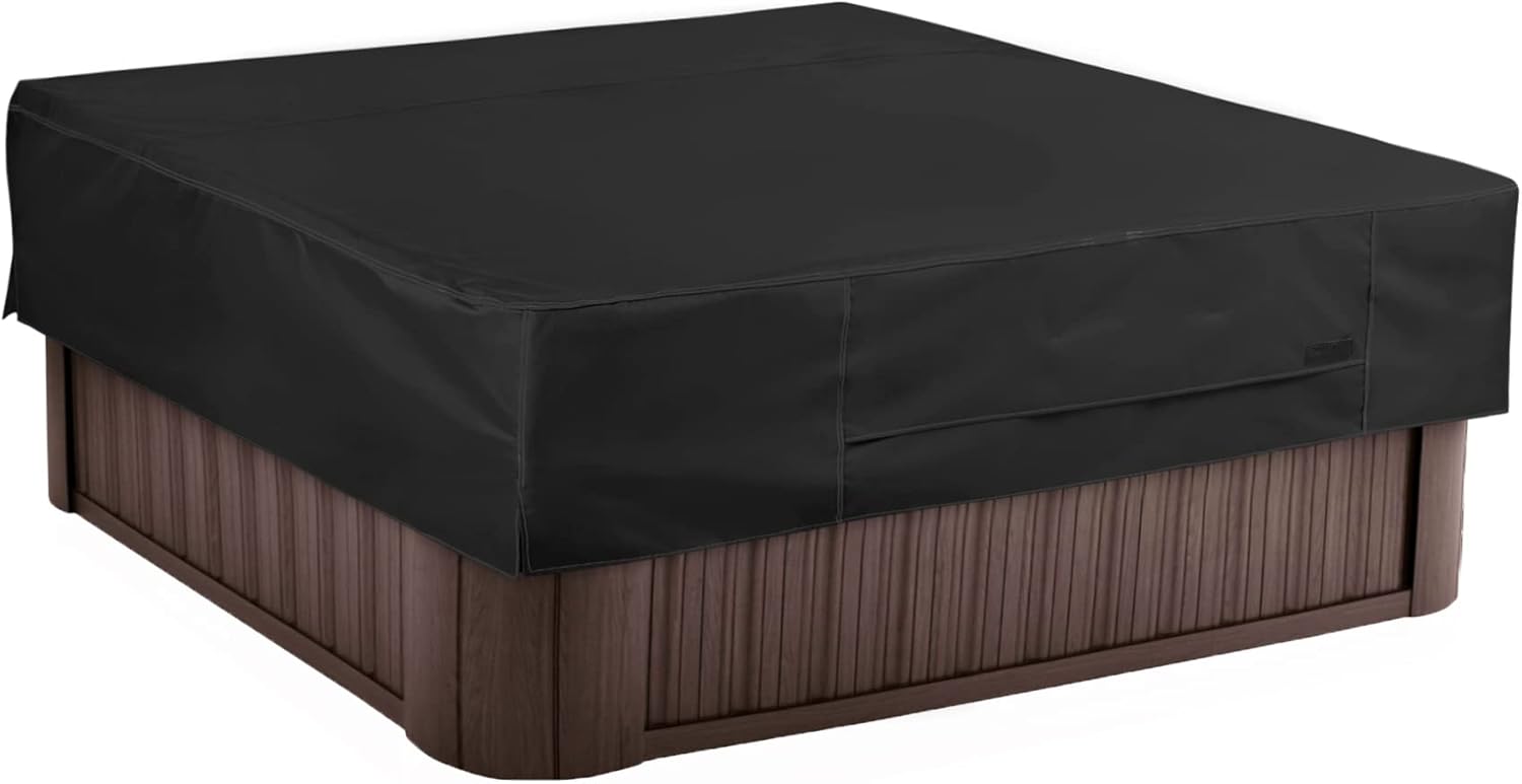 NettyPro Protector de bañera de hidromasaje, impermeable, para exteriores, para bañera de hidromasaje cuadrada, 86 x 86 pulgadas, color negro