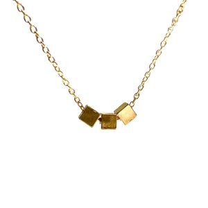 Dainty Stainless Steal 17″ necklace 3 tiny geometric cubes. Not fading hypoallergenic, comes in gold and silver. HANDMADE BALOOLA jewelry. Dainty Dainty Stainless Steal 17″ necklace 3 tiny geometric cubes. Not fading hypoallergenic, comes in gold and silver. HANDMADE BALOOLA jewelry. Dainty