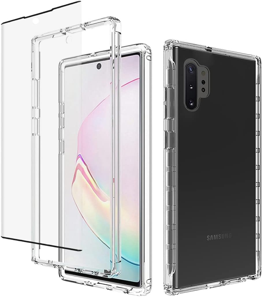 Vavies Funda compatible con Galaxy Note 10 PlusNote 10+ N975U con protector de pantalla de vidrio templado, cuerpo completo, a prueba de golpes,