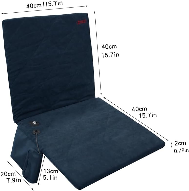 Cojín de asiento portátil con calefacción, sin banco de energía almohadilla plegable para silla de campamento con calefacción USB, cojín ajustable
