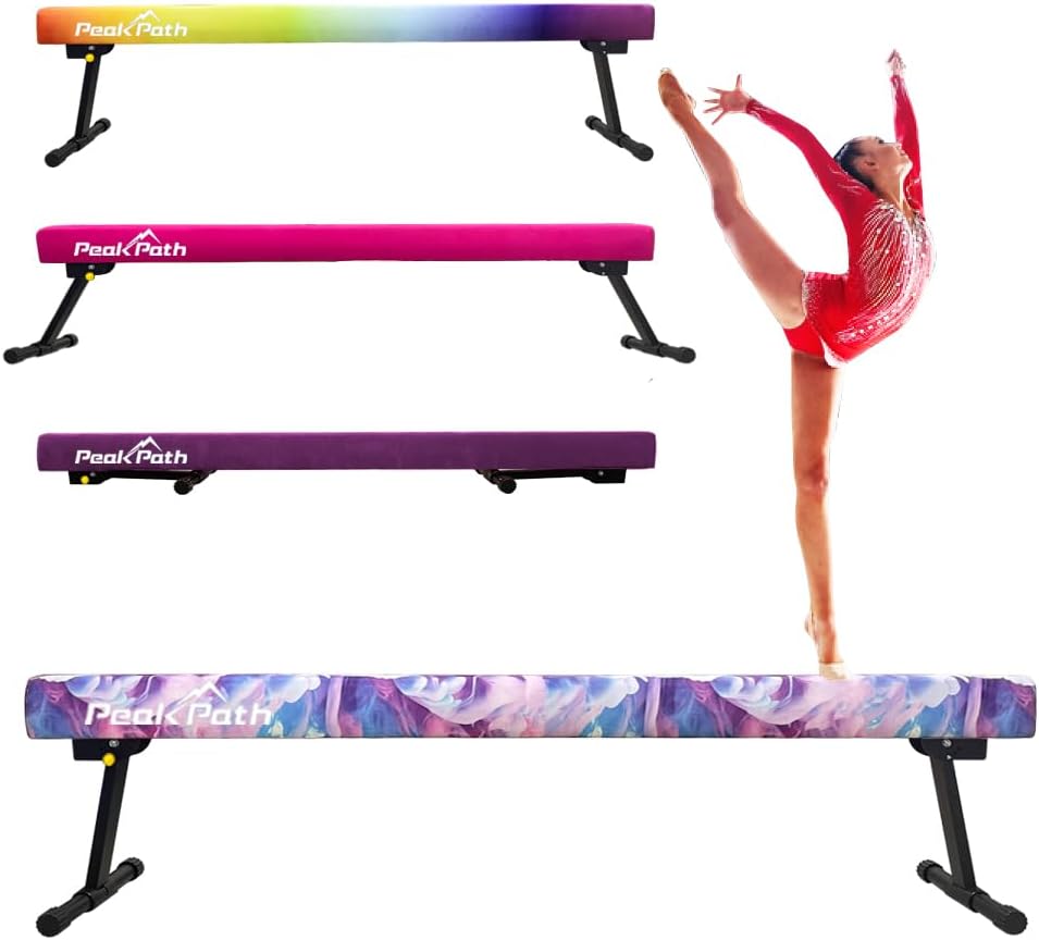Haz de equilibrio de gimnasia ajustable y plegable de 8 pies, equipo de gimnasio en casa, fácil montaje y almacenamiento, no requiere herramientas,
