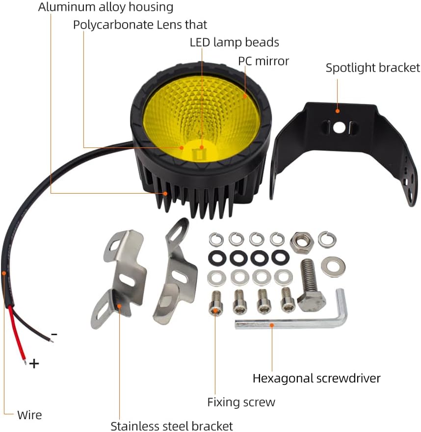 Luces antiniebla LED redondas para conducción todoterreno, 2 unidades, haz de inundación de 3.5 pulgadas, luces antiniebla para motocicleta, luces