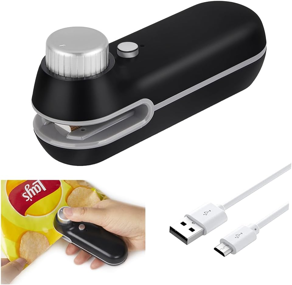 Mini sellador de bolsas, cargador USB, bolsas de papas fritas, tapadora de sellado térmico, resella, bolsa de plástico para aperitivos, sellado