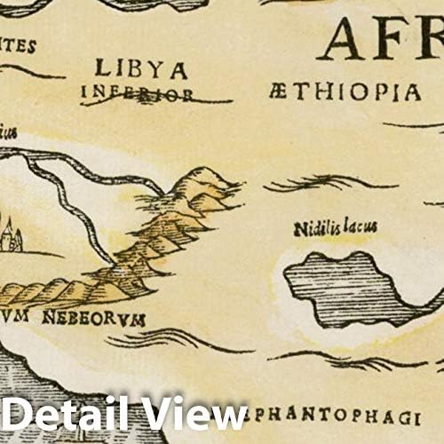 Mapa histórico – Africa Tertia Pars Terræ, 1581, Heinrich Bunting – Arte de pared vintage de 24 x 18 pulgadas