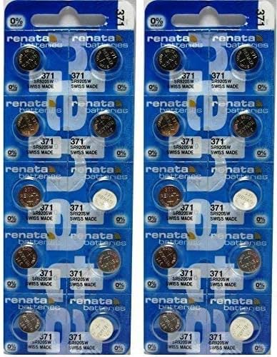 Renata 371 SR920SW Baterías  1.55 V Óxido de Plata 371 Batería de reloj (20 unidades)