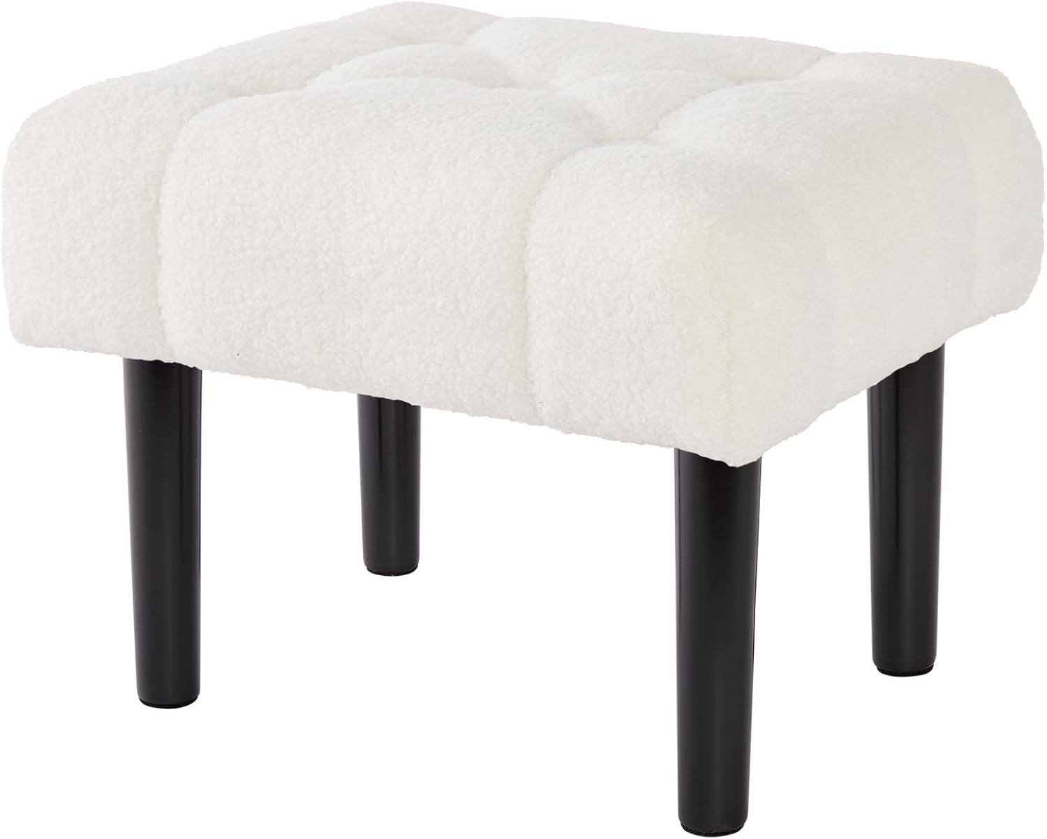 HOUCHICS Taburete acolchado de piel, pequeño reposapiés otomano con patas de madera, silla rectangular moderna, reposapiés para sala de estar, sofá,