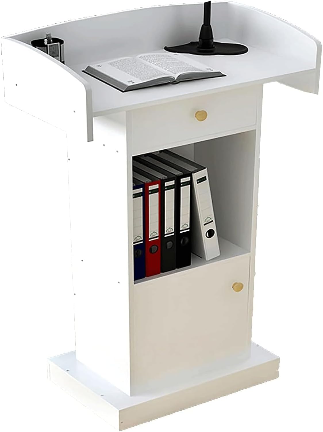 JITEM Atril Podium – Podio de madera de fibropanel de densidad media para atril con estante de almacenamiento, ideal para oradores, conferencias,