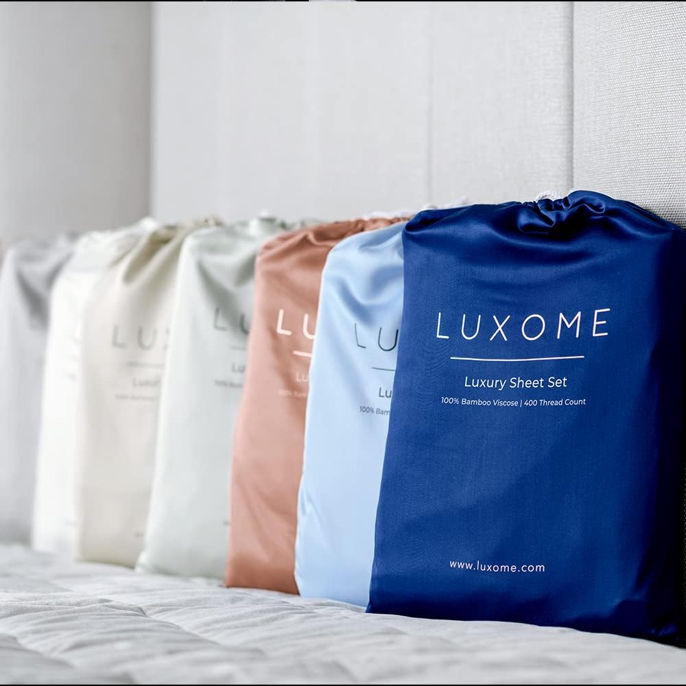 LUXOME Juego de funda de almohada 100% viscosa de bambú (King)  400 hilos  Absorbe la humedad  Cierre de sobre  Rubor